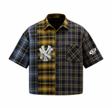 A Cropped Multi plaid JIGGY button up.