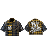 A Cropped Multi plaid JIGGY button up.