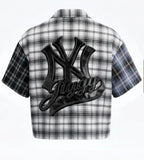 A Cropped Multi plaid Jiggy Button Up