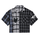 A Cropped Multi plaid Jiggy Button Up