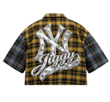 A Cropped Multi plaid JIGGY button up.